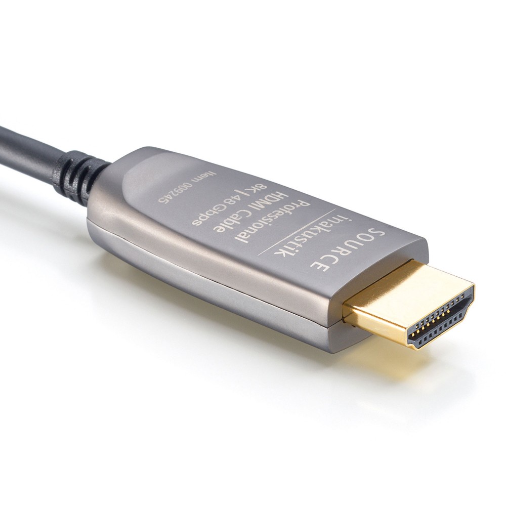 Placeret Korn grit Optisk HDMI-kabel - 10K, HDMI 2.1, 48 Gbps, opptil 100m - in-akustik