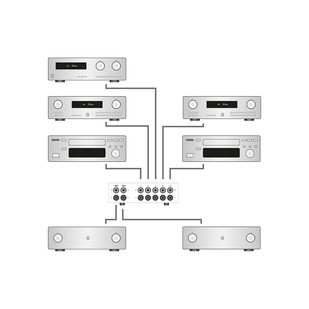 Signal- og forsterkerswitch Dynavox AUX-S Pro