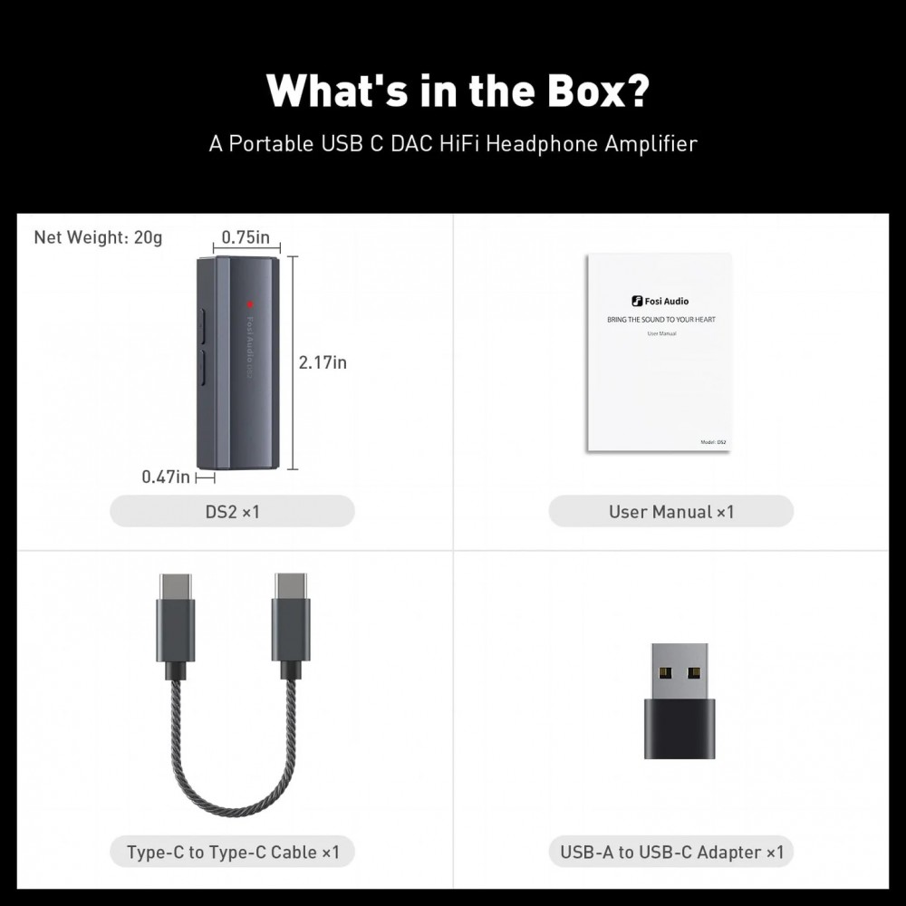 Fosi DS2 MK2 2024 USB-hodetelefonforsterker